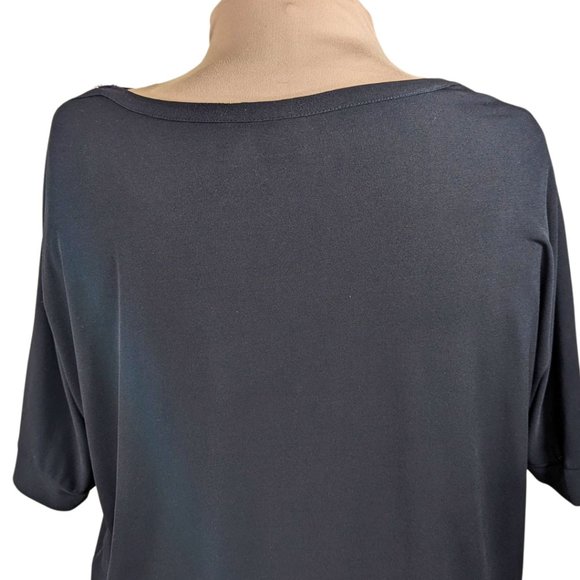 Chico's 3/XL Black Short Sleeve Blouse with Silver Shoulder Zippers - Picture 8 of 10